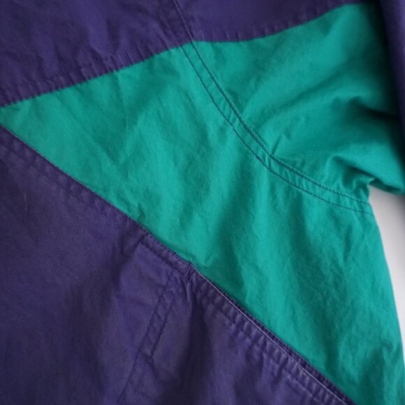Vintage '80S Gant Purple Green Cotton Zip Up Nautical Windbreaker Hood Jacket XL - Picture 10 of 10